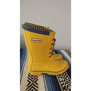 Rare Hunter UK 4 US 6 women's  midcalf laceup rain boots bright yellow Festival